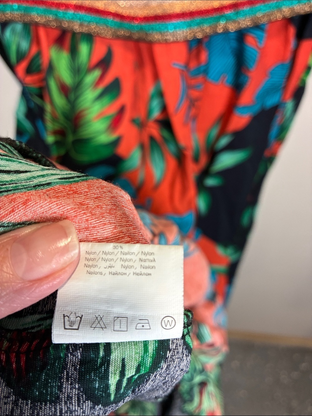 Hippocampe Made in France Tropical Maxi Dress EU 42 Belted Leaf Print - Picture 10 of 11